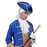 NET TOYS Kapitän Dreispitz Hut Piratenhut blau Jack Sparrow Filzhut Uniform Kopfbedeckung Seefahrer Mütze Soldat Kopfbedeckung Funken Tanzmarie Rokoko Barock Kostü