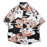 JJBKT Hawaii-Hemd Herren Lustig 3D Tiger Revers Kurzarm Freizeithemd Button Streetwear Strandhemd, 1, XL