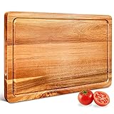 Schneidebrett Premium Dickes Hackbrett aus Akazienholz antiseptisches Holz-Brett Mit Saftrille 42x33x2.5cm Langlebig Küchen-bretter, Frühstücksbrettchen, Brotbretter und Servierb