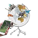 Globus 20cm/7,8'Klarer AR Globe Eingebauter Dinosaurier World Globe Golden Geographic Globes Mit Metalldreieck Ständer Geschenk Geografische Globen (Color : Golden Globe+AR)