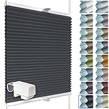SchattenFreude Waben-Plissee nach Maß für Fenster | 100% verdunkelnd / Blackout | Mit Klemm-Haltern | Klemmfix ohne Bohren | Dunkelanthrazit (Weiße Rückseite), Breite: 20-50cm x Höhe: 100-150