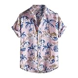 Herrenbekleidung für Frühling, Sommer, lässig, schmal, bedruckt, kurzärmelig, Strandhemden, Oberteil, Bluse, Gentleman, warme Herren-Poloshirt, Rugby-Shirts, Patchwork-Top, Größe S-XXXXXXXL, Pink7, XL