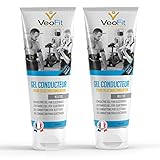 VEOFIT Leitfähiges Elektroden Kontakt Gel 2x250mL für EMS TENS Geräte, Elektrostimulatoren, Elektroden Pads – Verbessert den Elektrodenkontakt und schützt die H