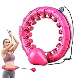 Hula Hoop Reifen Erwachsene, Smart Hula Hoop Reifen 2 in 1 mit Massagenoppen und 24 Abnehmbaren Knoten,Hoola Hoop Reifen Erwachsene Ideal für Anfänger Kinder Erwachsene Fitness Training (Rosa, 24)