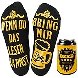 Tuopuda Bier-Socken Lustige Socken Damen Herren mit Spruch WENN DU DAS LESEN KANNST BRING MIR BEER Witzige Socken Neuheit Baumwollsocken Knöchel Socken Wintersocken Bier-Geschenk zur Grill-Party