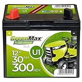GreenMax U1 Garden Power Rasentraktor-Batterie 12V 30Ah 300A Starterbatterie für Aufsitzmäher wartung