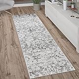 Paco Home Teppich Läufer Flur Schlafzimmer Kurzflor Modern Vintage Orient Muster Bordüre, Grösse:80x300 cm, Farbe:G