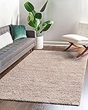 Shaggy Teppich Einfarbig - Langflor Hochflor 3 cm - Modern Teppiche fürs Wohnzimmer Schlafzimmer Esszimmer jeden Raum - Rechteckig Viele Farben & Größe - Beige 1 120 x 170