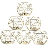 Romadedi Teelichthalter Kerzenhalter Metall Gold - 6er Set Geometrisches Teelichter Kerzenständer Stumpenkerze Windlicht Modern Geo Deko für Tischdeko Party Hochzeit Wohnzimmer W