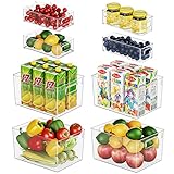 Kühlschrank Organizer, Fridge Organizer 8er Set(4 Große/2 Mittel/2 Kleine), Stapelbar Speisekammer Vorratsbehälter mit Griff, Kunststoff Aufbewahrungsbox Organizer für Küchen/Schränke -BPA F