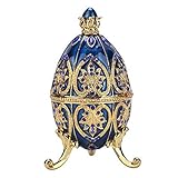 HEEPDD Gold überzogene künstliche Diamant Osterei handgemalte emaillierte Faberge Ei Schmuckschatulle für Halsketten Armband Schmuck Stück Ausgangsdesktop Dekor Geschenk