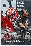 Leinwand Malerei Bild Michael-Schumacher Lewis-Hamilton Legende des F1-Rennens Aller Zeiten für modernes Familiendekor Poster Wandkunst Bilder Und Drucke 19.7'x27.6'(50x70cm)  Kein R