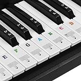 BUZIFU Keyboard Aufkleber für 37/49/54/61/88 Weiße und Schwarze Tasten Transparent Klaviernoten Aufkleber Keyboard Noten Aufkleber Entfernbar keyboard sticker für Kinder Anfänger Klavier L