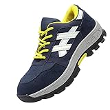 Arbeitsschuhe Herren Sicherheitsschuhe，Herren Damen Arbeitsschuhe Leicht Sportlich Atmungsaktiv Schutzschuhe Stahlkappe Sneaker，Blue and White▁40