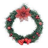 HIAQIMEI Weihnachten Große Kranz Tür Wand Ornament Girlande Dekoration Rote Schleife DIY Weihnachtskranz Haustür Dekorationen Girlande Winter Hängende Ornamente Durchmesser: 25-30