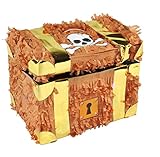 Trendario Pinata Schatztruhe - Ideal zum Befüllen mit Süßigkeiten und Geschenken - Piñata Schatzkiste für Kindergeburtstag Sp
