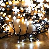 LED Cluster Lichterkette Kalt- und Warmweiß 840cm Strombetrieben Büschellichterkette Weihnachtsbaum Innen oder Außen Girlande Lichterstrang 230V Weihnachtsbaumbeleuchtung Aussenlichterk