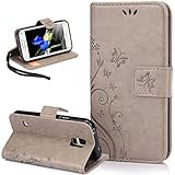 Kompatibel mit Galaxy S5 Hülle,Galaxy S5 Neo Hülle,Malerei Schmetterling Muster PU Lederhülle Flip Hülle Cover Schale Stand Ständer Etui Karten Slot Wallet Tasche Case Schutzhülle für Galaxy S5,G