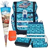RACE - Rennauto Cars - McNeill ERGO COMPLETE mit McAddy Schulranzen-Set 7tlg. mit SCHLÜSSELANHÄNGER und REGENSICHERHEITSHÜLLE - SCHULTÜTE GRATIS DAZU