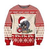 Qienjn Pullovers Herren 3D Druck Kreativität Weihnachtsmann Karikatur Muster Weihnachtsmann Sweatshirt schicker Urlaub lässige Neue Herren Lange Ä