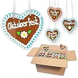 10x Lebkuchenherz im Mischkarton 12cm - versch. Oktoberfest Sprüche | Wiesnherzen aus Lebkuchen Lebkuchenherzen Wiesn Oktoberfest Herz von LEBKUCHEN MARKT