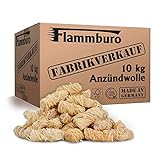 FLAMMBURO (10 kg) Öko-Anzündwolle direkt vom Hersteller, Holzwolle, zertifizierter Holz-Ursprung, FSC®-zertifiziertes Produkt, pflanzliches Wachs, ökologische Grillanzünder, Kaminanzünder, 10 kg