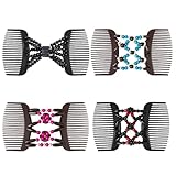lilico Magischer Kamm Haare Butterfly Hairclips Afrikanischer Schmuck Haarspangen Damen Elastische Haarspange Stretch Doppel Haarklammer Dehnbar Elegant Haarschmuck Steckkamm（4pcs）