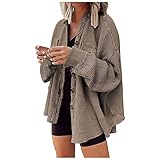 Timitai Frauen Einfarbig Lose Fledermaus Ärmel Gestricktes Knopfhemd Ausgefranstes Saum Top, Herbst Frauen Jacke, Damen Casual Jacke M