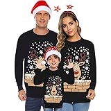 VESNIBA Hässliche Weihnachtspullover Familie Passende Outfits für Urlaub Party Rentier Schneeflocken Pullover für Damen/Herren/Jungen/Mädchen, Style 05, 38