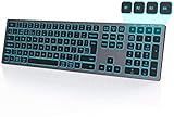 Seenda Beleuchtete kabellose Tastatur für Mac, iPad, iPhone, Windows, Android, mehrere Geräte, wiederaufladbar, 7 Farben, kabellose Bluetooth-Tastatur für PC/Latop/Smartphone/Tablet, QWERTY-Lay