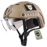 Softair Taktisch Armee Militär SWAT Kampf PJ Typ Schneller Helm DE mit Schutzbrillen für CQB Airsoft Paintball Schieß