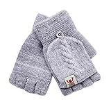 Fannyfuny Winterhandschuhe Kinder Handschuhe mit Flip Top-Winter Warme-Gestrickt-Fäustlinge Halbfinger-Handschuhe: Strick Fäustlinge Kinderhandschuhe Fingerhandschuhe für Jungen und M
