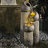 Bulaxxooo Gartenbrunnen Für Außen, 30' 3 Gestufte Schalen Zimmerbrunnen Groß Mit Led-leuchten Und Pumpe Deko Brunnen Für Gartenterrasse Veranda Hinterhof Und Home Art D