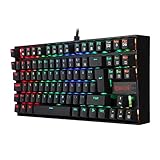 Redragon K552 Mechanische Gaming Tastatur RGB Beleuchtet 60% Mini TKL Keyboard mit Rote Schalter 87 Tasten für PC Gaming, DE QWERTZ (Schwarz)