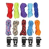 Multifunktionales Paracord, 10 Stück 3 Meter Multifunktionales Paracord-Seil Outdoor Survival Rope Set zur Herstellung von Affenfäusten, Verbindungsmittel, Schlüsselanhänger, Karabiner, Hundehalsb