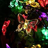 SALCAR 20m LED Solar Schmetterling Lichterkette, 100er Außerlichterkette, IP44 wasserdicht mit Fernbedienung für Garten, Terrasse, Party, Weihnachten, H