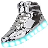 Padgene Damen Herren LED leuchtet Turnschuhe High Top Blinken Trainer USB Ladekabel Spitze bis Paare S