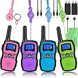Wishouse Walkie Talkie Kinder Aufladbar Akku 4er Set Funkgeräte Erwachsene Camping Spielzeug Weihnachten Geburtstagsgeschenke für Jungen Mädchen Familien (Rosa Lila Blau Grün)