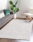 Shaggy Teppich Einfarbig - Langflor Hochflor 3 cm - Modern Teppiche fürs Wohnzimmer Schlafzimmer Esszimmer jeden Raum - Rechteckig Viele Farben & Größe - Weiß Ecru 120 x 170