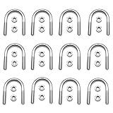 12 Stück U-Schrauben Schellen, 304 Edelstahl M6 mit Muttern Rahmengurte, U-Schrauben geeignet für Rohrleistungen, für Durchmesser 50mm Rohr (Silber)