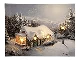 zeitzone LED Bild Winter Weihnachten Berghütte Winterlandschaft Beleuchtet 28x38