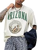 Onsoyours Herren Sommer T-Shirt Rundhals-Ausschnitt Slim Fit T-Shirt mit Druck Hip Hop Streetwear Tops Basic Männer T-Shirt Crew Neck Sweatshirt Kurzarm Lang F Weiß L