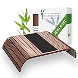 Green'n'Modern braunes Sofatablett rutschfest - Holz Bambus Getränkehalter Armlehne mit Pad | Couch Tablett flexibel | Sofa Tablett Armlehne mit Antirutschpad als Sofa Ablage | Couch Getränk