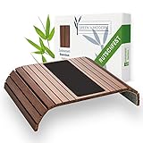 Green'n'Modern braunes Sofatablett rutschfest - Holz Bambus Getränkehalter Armlehne mit Pad | Couch Tablett flexibel | Sofa Tablett Armlehne mit Antirutschpad als Sofa Ablage | Couch Getränk