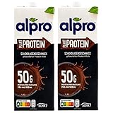 Alpro - 2er Pack Protein Sojadrink Schoko 1 Liter - Plant Proteindrink Choco Soja Soya Drink 100 % pflanzlich (50 g Eiweiß pro Packung)