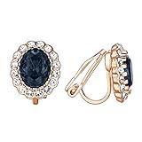 Vogem Ohrclips Blau Kristall Damen Ohne Ohrlöcher Zirkonia Hochzeit Rosegold Clip Ohrringe Mädchen Nickelfrei Modeschmuck