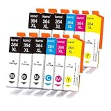 Kamo 364 XL Druckerpatronen mit hoher Reichweite (12er-Pack) Kompatibel mit HP 364 364XL Patronen Multipack, für Deskjet 3070A 3520 3522 3524, Officejet 4620 4622, Photosmart 5520 5510 5524 6520 5514