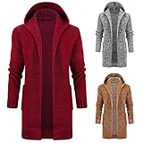 CAIXUKUNKUN Männer Trenchcoat Herren Pullover Strickjacke Winterjacke Lang Einfarbig Mantel Elegant Wintermantel Lange Windbreaker Outdoor Jacke Stehkragen Business H