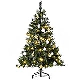 HOMCOM Weihnachtsbaum Tannenbaum mit Deko 80 LEDs 307 Spitzen Ø75 x 120H