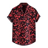 Shirt Bluse Top T-Shirt Herren Sommer Mode Casual Hawaiian Flower Shirt Kurzarm (4XL,6rot)